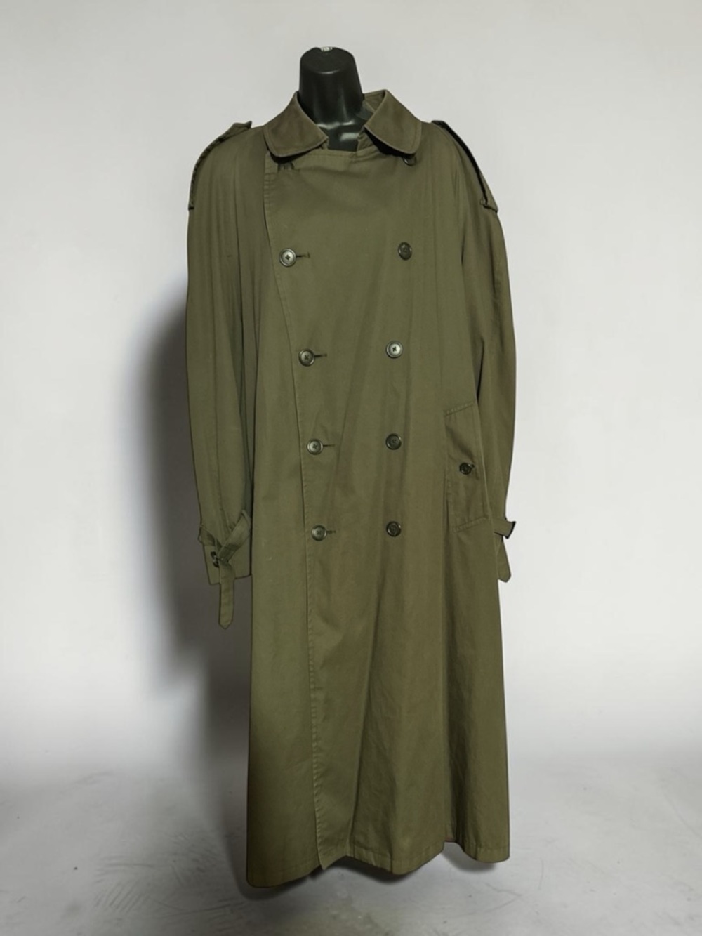 Christian Dior Men's Olive Green Double-Breasted Trench Coat w/ Lining Size 42R - Picture 5 of 8
